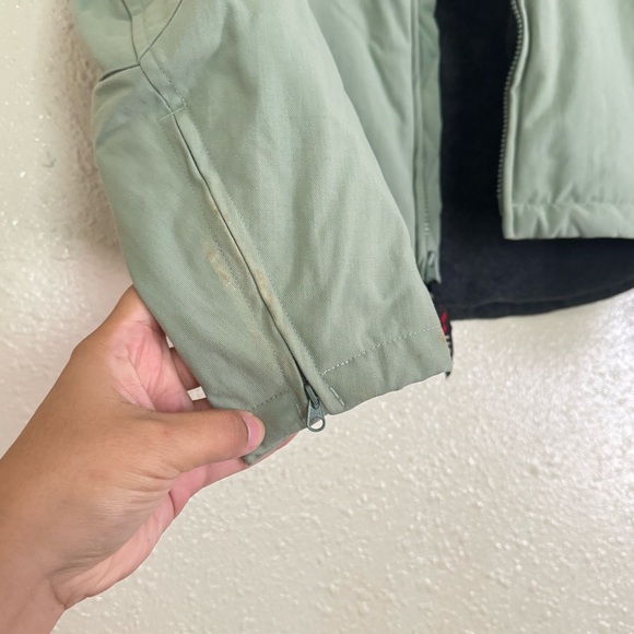 L.L. Bean Vintage Sage Green Cropped Canvas Fleece Lined Jacket - Picture 6 of 10